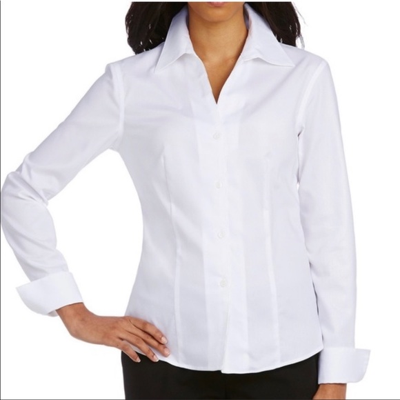 Anne Klein Tops Anne Klein White Easy Care Noniron Button Down